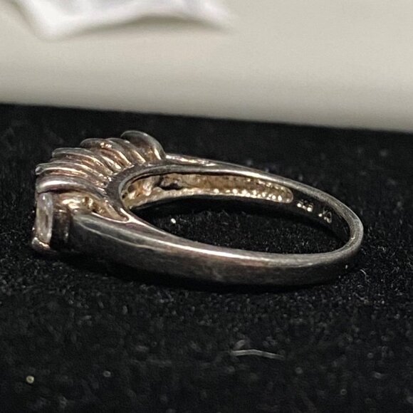 Ring Size 5.5 CZ Cubic Zirconia 13 Stones Sterling Silver Stamped 925 Vintage Je - Picture 9 of 15